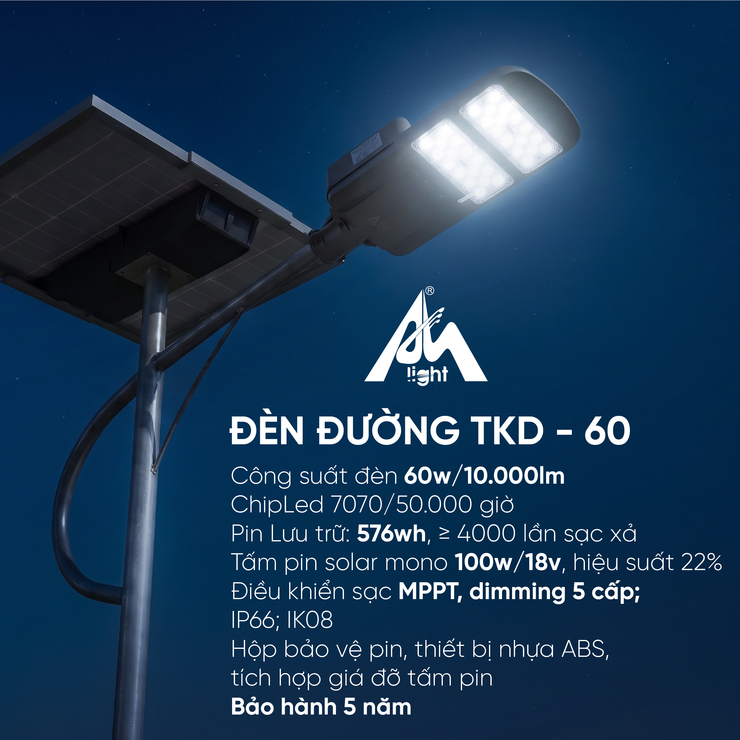 Den duong nang luong mat troi cong trinh Phu Hien Lighting TKD 60 thong so ky thuat tich hop hop bao ve chong bao